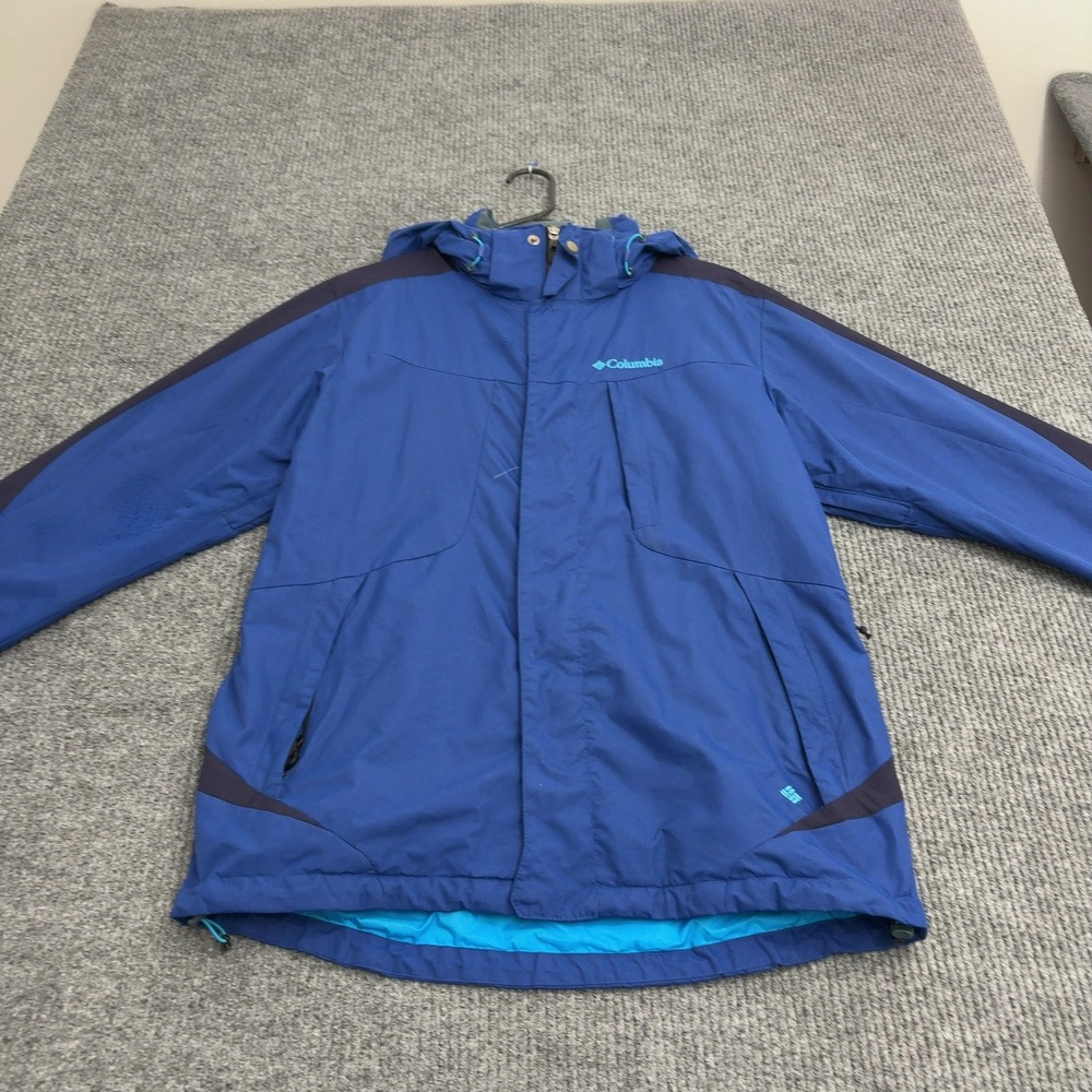 Columbia Jacket Mens M Blue Nylon Hooded Interchange Gorpcore Outdoor Hiking